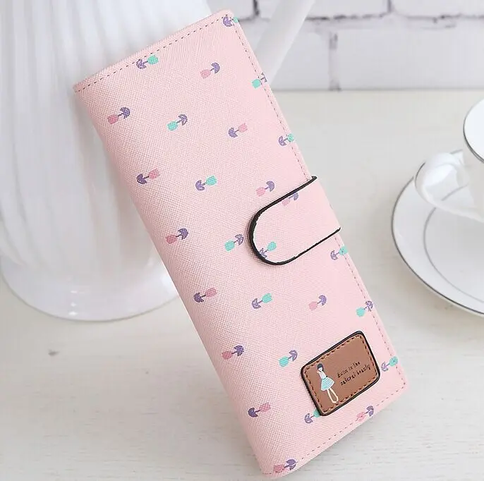 pink Женский кошелек для кредитных карт с двумя сложными пряжками, длинный дизайн, держатель для карт, женская сумка для карт, кошелек - Цвет: pink