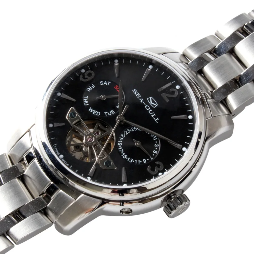 Оригинальные маховик чайки с 3 стрелками черный циферблат автоматические