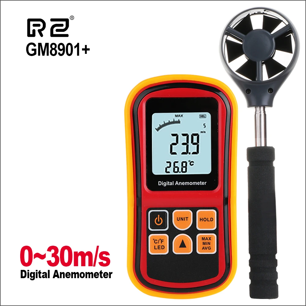 Цифровой анемометр RZ Anemometro с ЖК-дисплеем ручной ветромер измеритель скорости