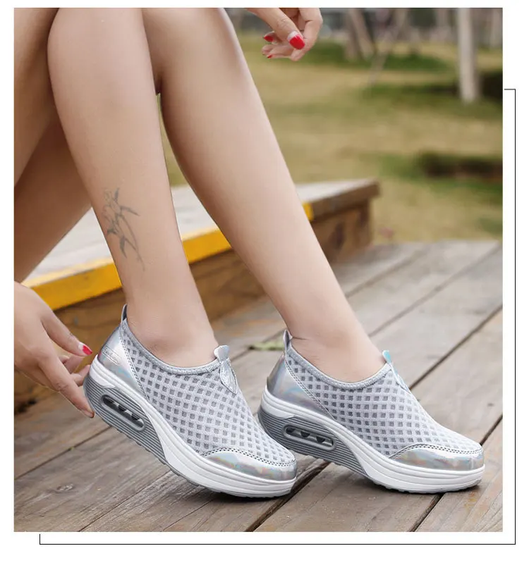 Дышащие 5 см Подушки Спортивная обувь для Для женщин colid Цвет Slip-On сезон: весна–лето потери Вес Тонизирующая обувь Eur35-42 плюс Размеры