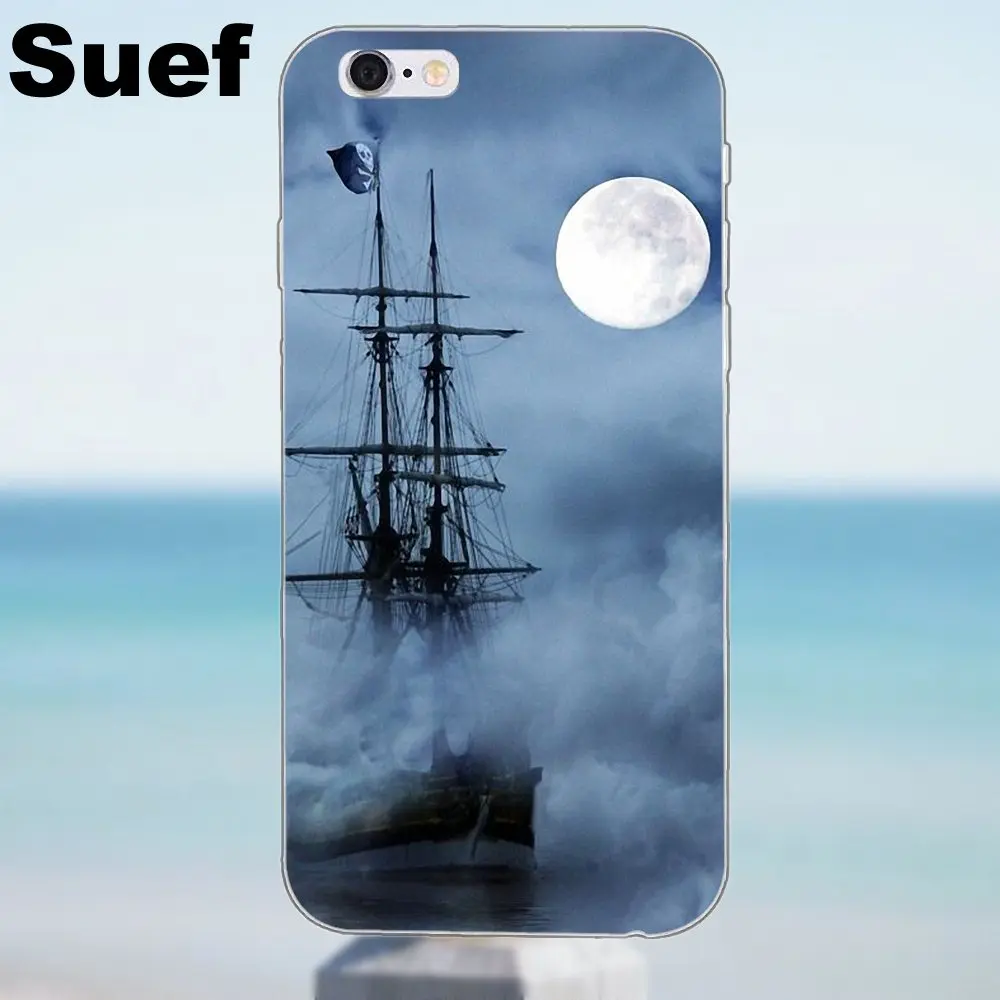 Suef для iPhone X 4 4S 5 5S 5C SE 6 6S 7 8 Plus Samsung Galaxy A3 A5 J1 J3 J5 J7 2016 2017 TPU чехлы телефонов Moon Sailing