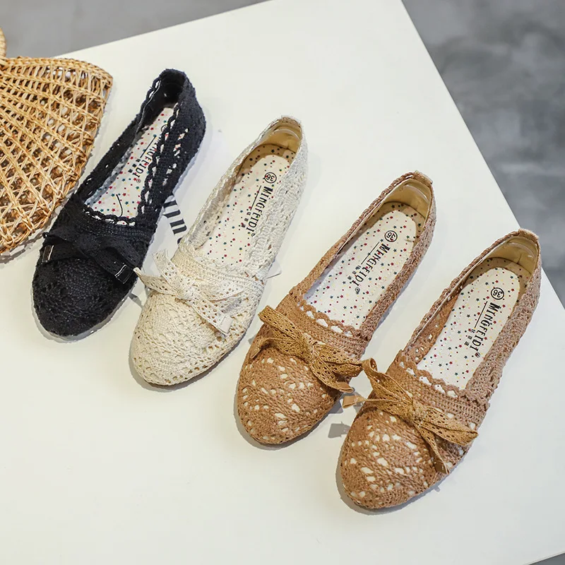 

Летние парусиновые туфли на плоской подошве из сетчатого материала; Женские пикантные Мягкие Туфли-оксфорды без застежки; Женские дышащие ...