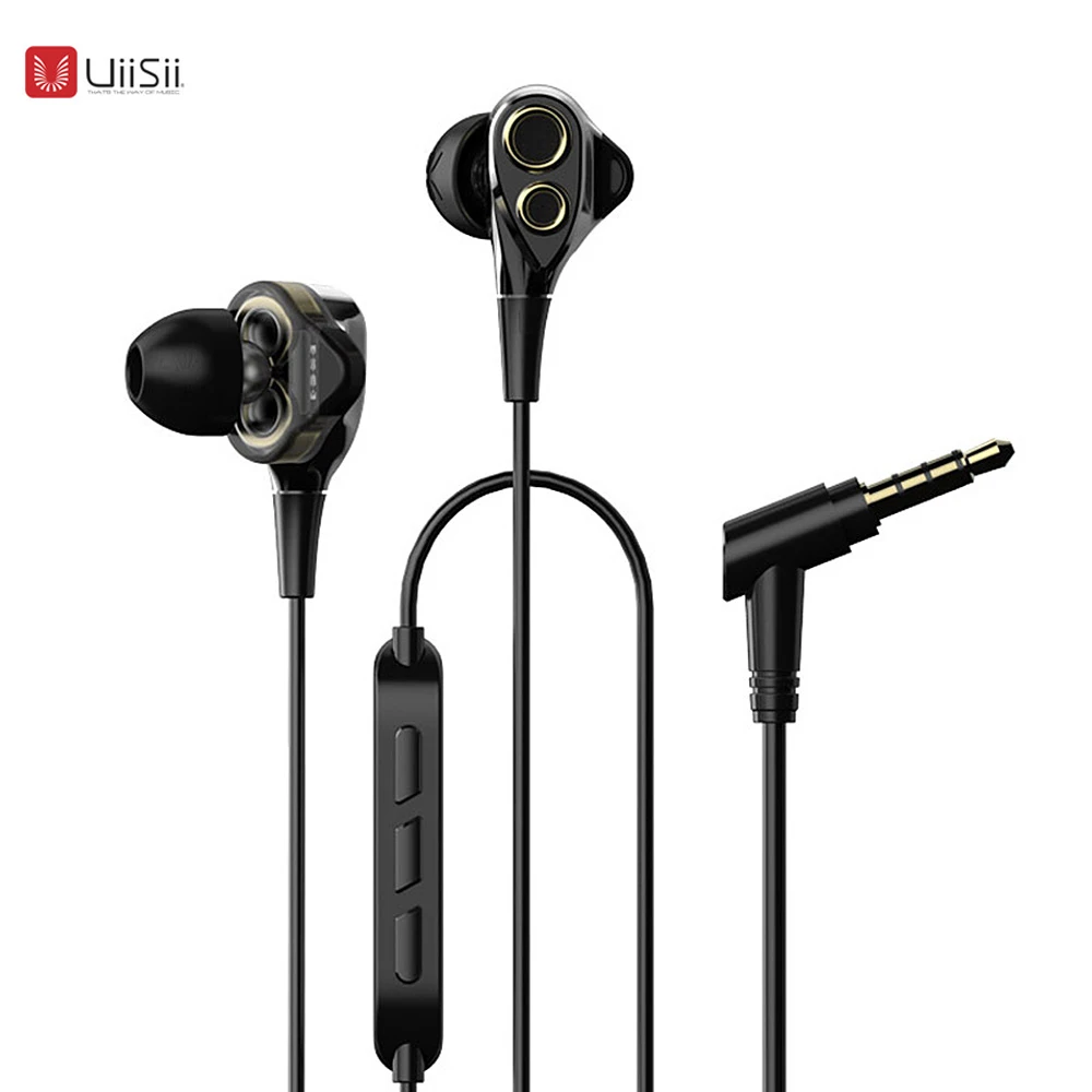 Uiisii T8 наушники вкладыши с микрофоном Stereo двойной динамические драйверы сильное