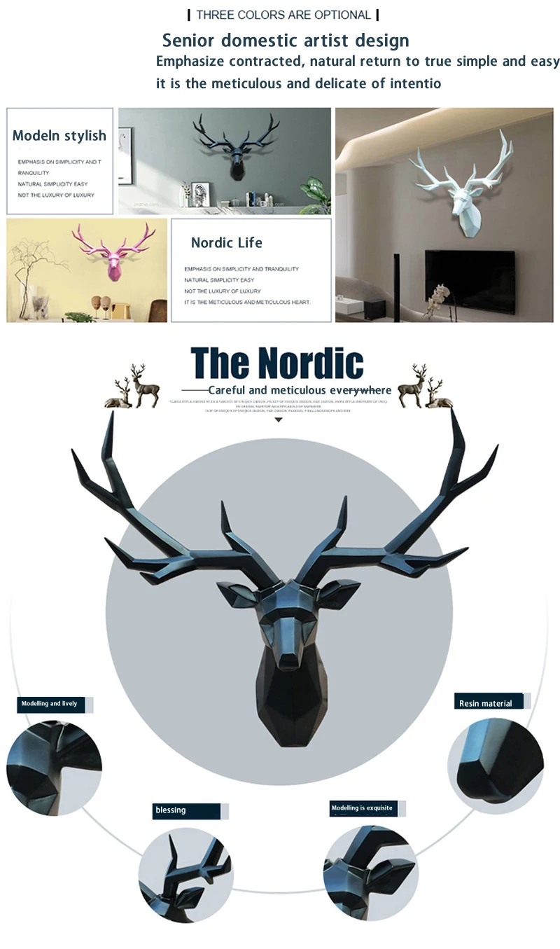 3D голова антилопы абстрактная скульптура Европейский Стиль Домашний подвесной Декор Гостиная Украшение стены олень из полимера статуи голов