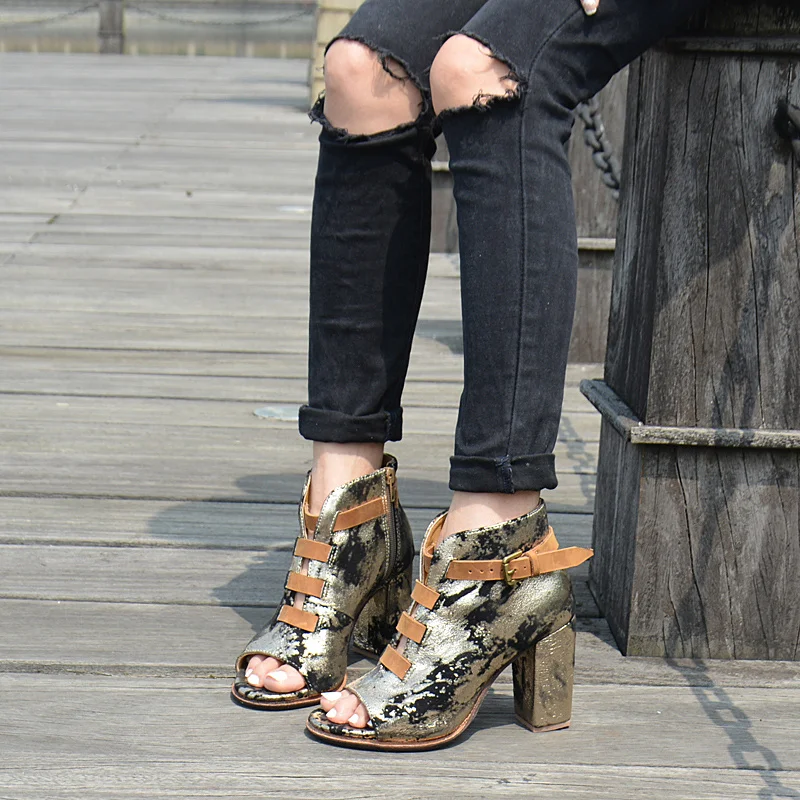 Prova Perfetto сексуальные женские ботинки с открытым носком на высоком каблуке летние