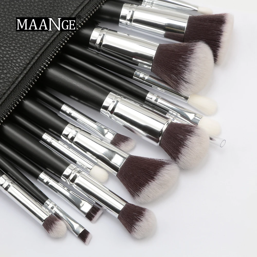 MAANGE макияж кисти 15 шт Профессиональный набор кистей для макияжа классический черный составляют основу кисть для бровей комплект инструментов