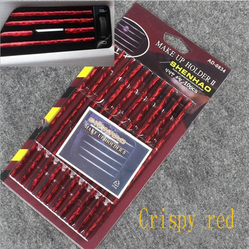 Crispy red 10 шт. автомобильный Стайлинг вентиляционное отверстие отделка хромированная формовочная полоса для Skoda Octavia A5 A7 Kodiaq Superb 2 Rapid Fabia 1 Porsche 911 Cayenne - Название цвета: Crispy red