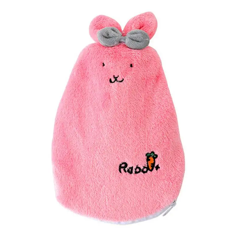 Rose red Сумка для горячей воды с мультяшным Кроликом, крышка для бутылки, Взрывозащищенная плюшевая ткань, теплая сумка для воды, съемная, моющаяся, Теплая бутылка для воды - Цвет: Rose red