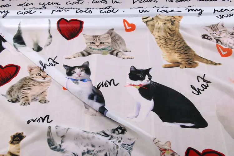 DG во время новые летние котенок письма шифоновая ткань с принтом Diy Craft элегантное платье ткань