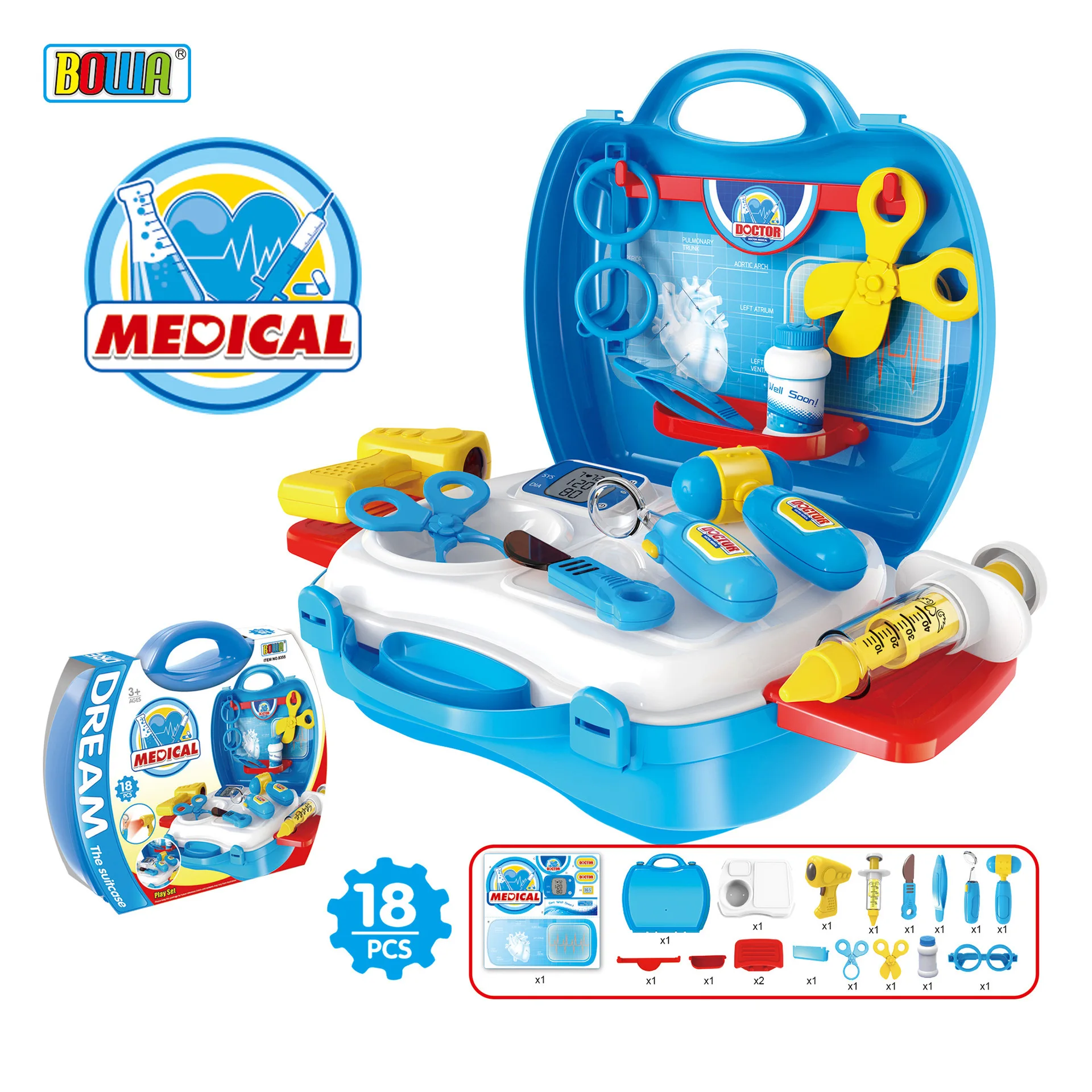 4286 Children's Simulation Kitchen Cutlery Cutting Music Color Mud Tool Cosmetics Playing with Family Suitcase Doctor Toys | Игрушки и