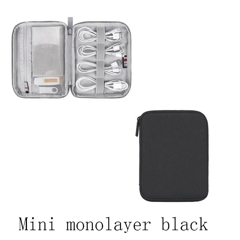 mini monolayer B Серый/Черный Многофункциональный usb-кабель для передачи данных, провод для наушников, сумка, внешний аккумулятор, дорожная посылка для хранения, аксессуары для электроники - Цвет: mini monolayer B