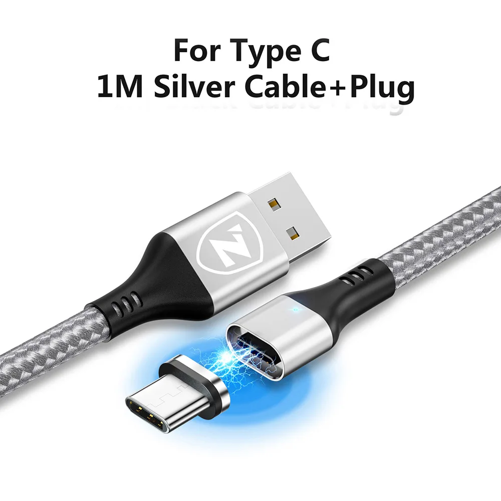 SilverTypeC ZRSE Магнитный Micro Usb кабель для Iphone samsung 3A Быстрая зарядка данных провод шнур магнит Зарядное устройство Usb type C кабель для мобильного телефона - Цвет: SilverTypeC