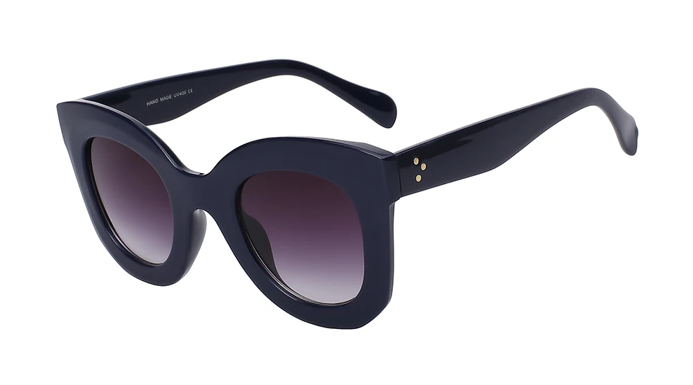 Dark blue w smoke Горячая Распродажа, модные женские солнцезащитные очки с заклепками и большой оправой, женские роскошные брендовые дизайнерские Винтажные Солнцезащитные Очки - Цвет линз: Dark blue w smoke