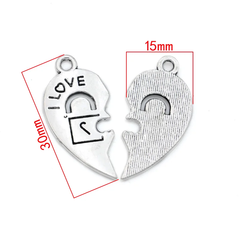 Тибетская Посеребренная Подвеска Я люблю тебя 30 мм|charm pendant|tibetan silver platedlock charm |