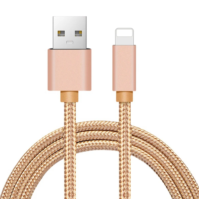Gold Ikismo 2A Быстрая зарядка USB нейлоновый кабель для iPhone XR XS MAX X 8 7 6 Plus 5S ipad mini быстрое зарядное Освещение кабели для передачи данных - Цвет: Gold