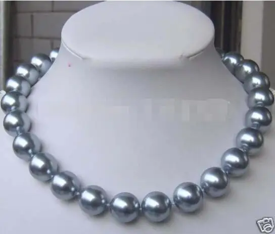 

Hot new fashion style 12 MM elegant silver gray Shell pearl necklace pearl jewelry natural stone 18''AAA