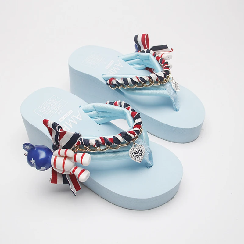 Сланцы для Для женщин модные Вьетнамки s 6 см летние босножки на танкетке