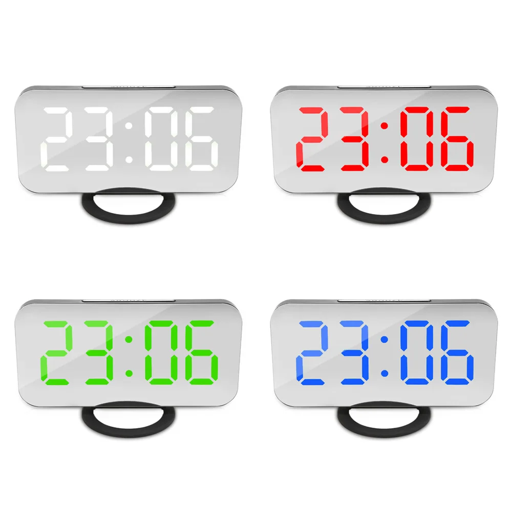 Светодиодный цифровой будильник часы зеркало Snooze ночник ЖК дисплей USB зарядный