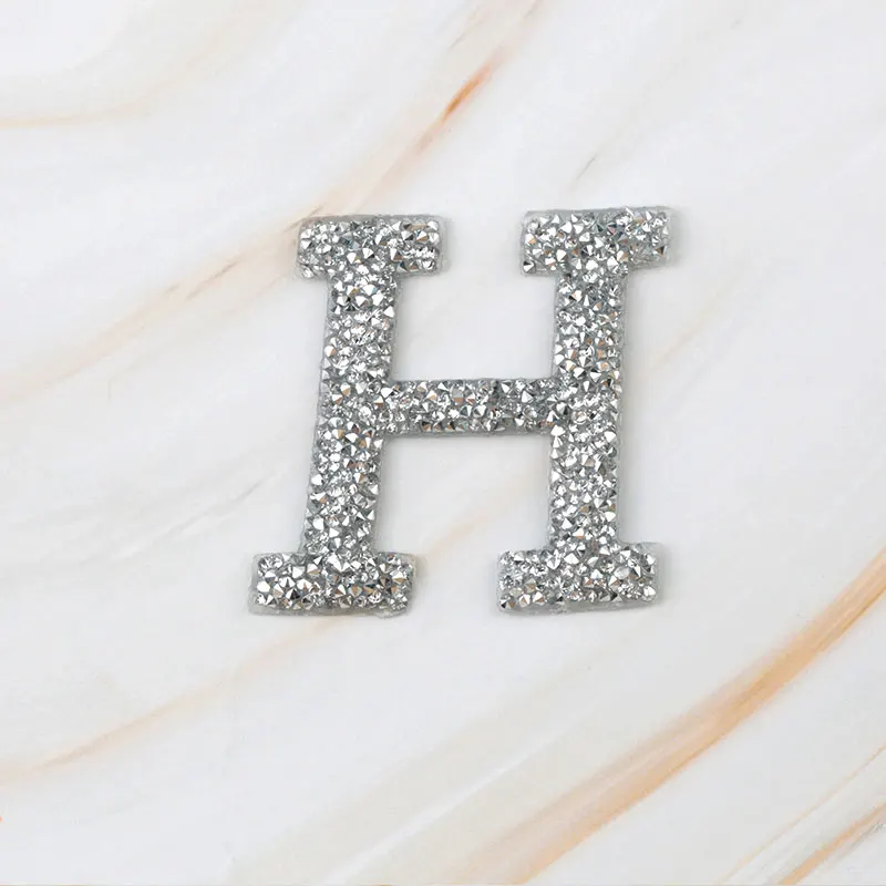 H A-Z, 1 шт., Английский алфавит, стразы, железные нашивки для одежды, горячая фиксация, аппликация, одежда, обувь, сумки, украшение, нашивка, сделай сам - Цвет: H