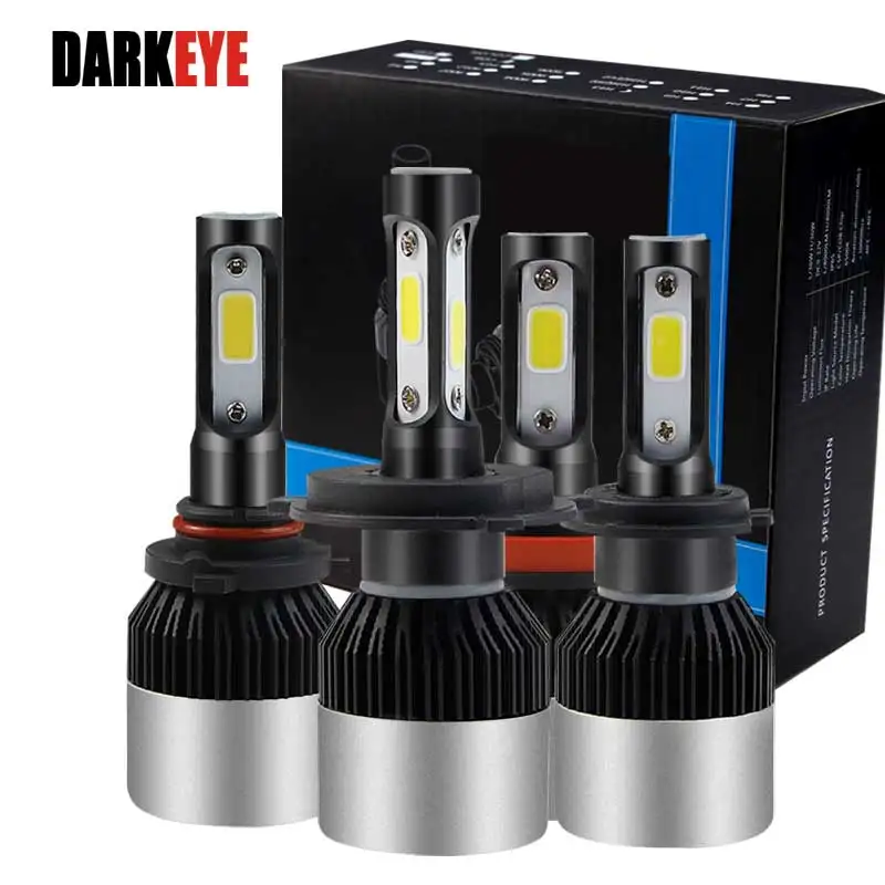 DARKEYE H4 H7 светодиодный светильник для автомобиля 72 Вт COB H11 H1 H3 9005 9006 9007 Дальний свет