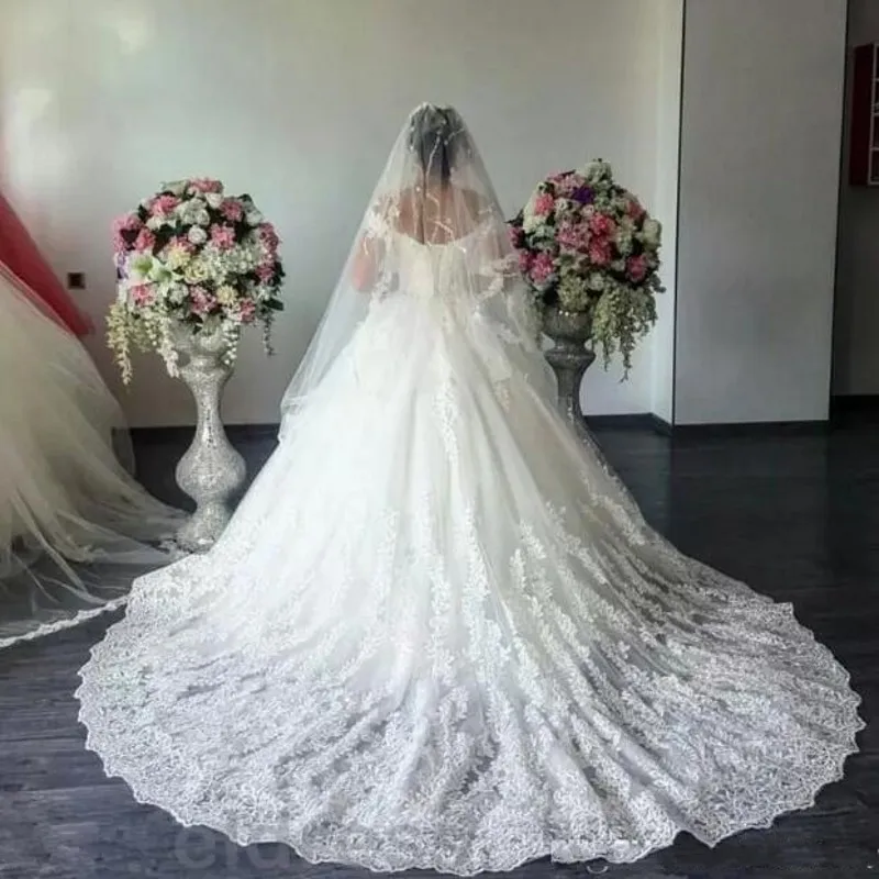 Dubai Empire Bridal Dresses Tulle Train Vintage Lace Appliques Gowns Arabic Dress Long Puffy Robe De Mariee 2019 | Женская одежда