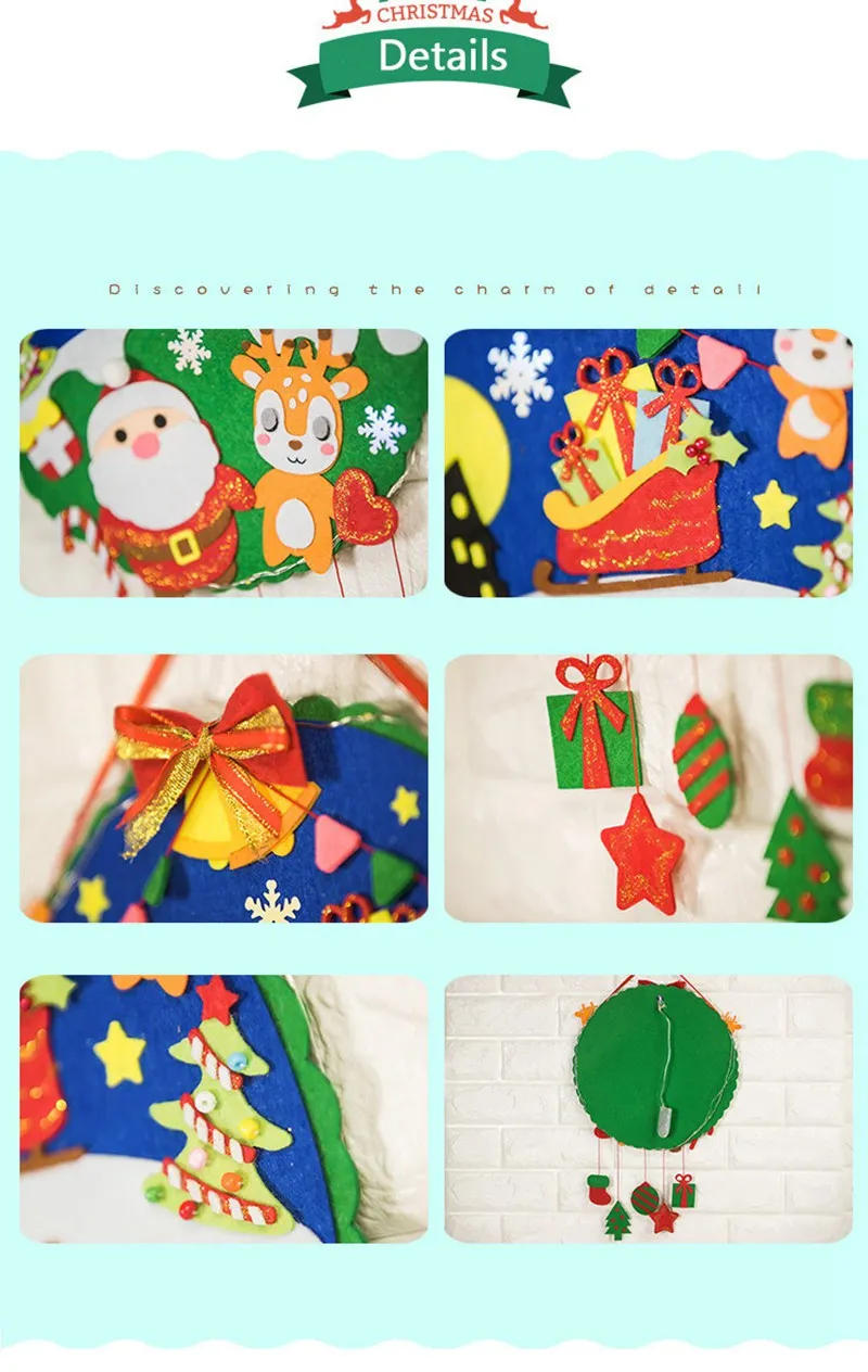 Рождественский круг из фетра, украшение на дверь, сделай сам, набор для рукоделия, ручная работа, на стену, для праздника, вечерние, для украшения дома, войлок, сделай сам, упаковка