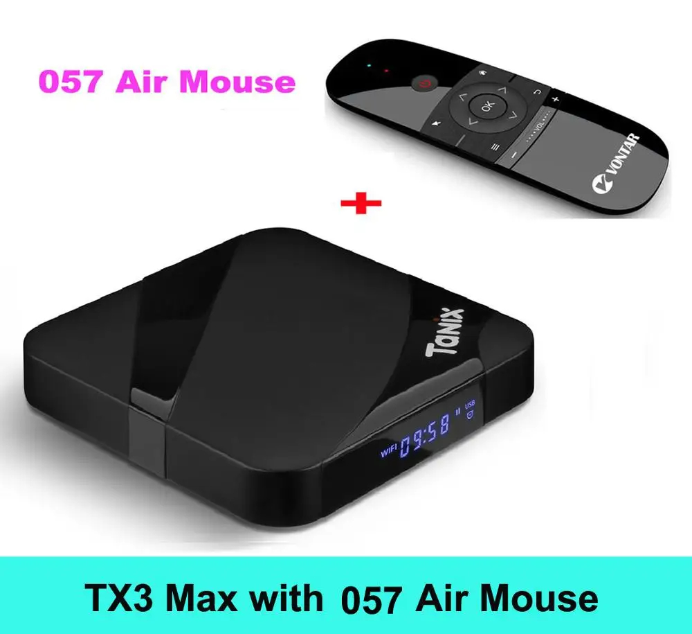 2G16G 057 Air Mouse VONTAR Tanix TX3 MAX Smart tv BOX Android 7,1 2 Гб 16 Гб BT4.1 четырехъядерный процессор Amlogic S905W H.265 4K 2,4 ГГц WiFi ТВ плеер - Цвет: 2G16G 057 Air Mouse
