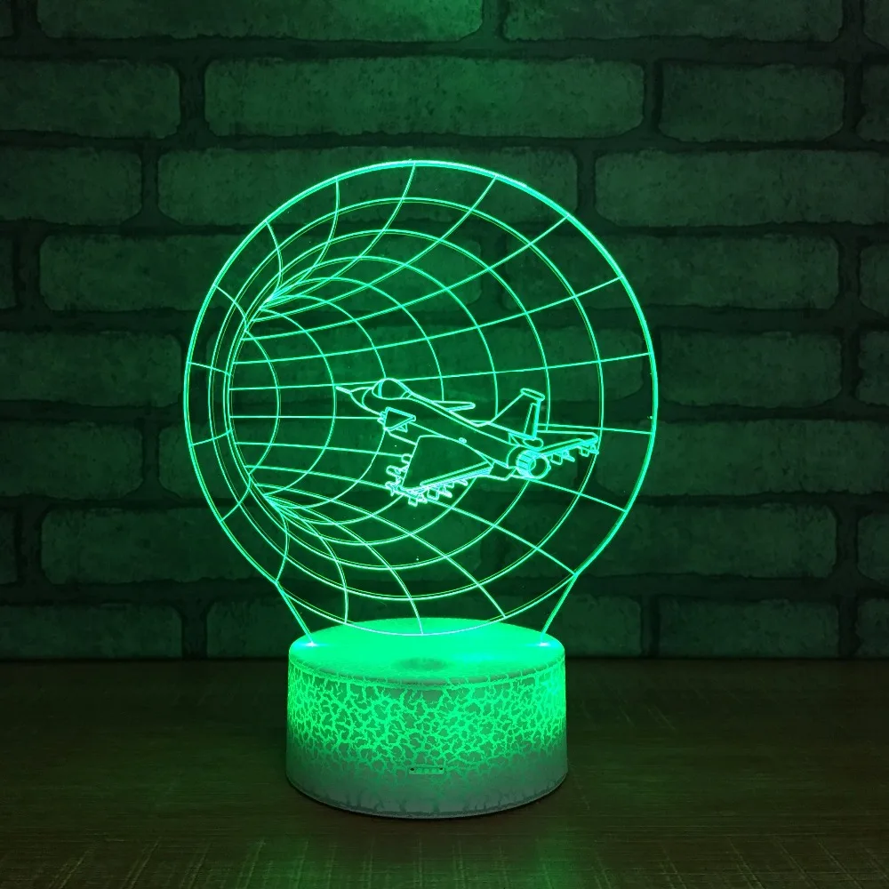 Новинка машина времени 3D настольная лампа LED 7 видов цветов самолет 3d ночник