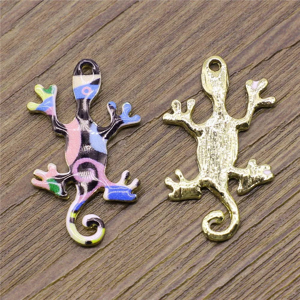 WYSIWYG 3 шт. Подвески Gecko кулон DIY ювелирных изделий KC золотой тон для изготовления