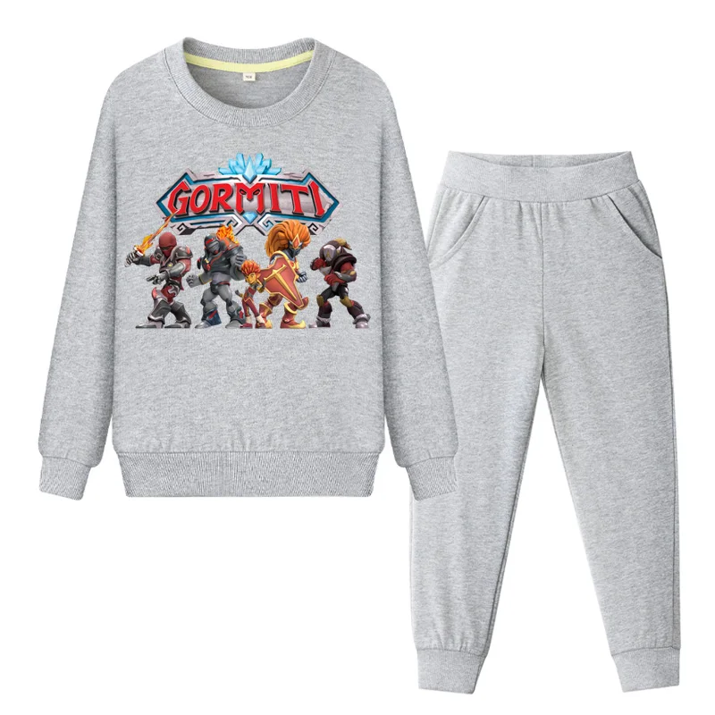 Весенняя игровая одежда Gormiti, спортивные костюмы для детей, комплекты одежды, детский пуловер, пальто+ штаны, костюмы, спортивный костюм для мальчиков и девочек, DY104 - Цвет: Grey