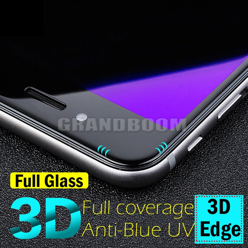 50 шт. 3D анти синий луч глаз из углеродного волокна закаленное стекло для iPhone 11 Pro Max XS XR X 8 7 6 6S Plus 9H изогнутая глянцевая защитная экранная пленка