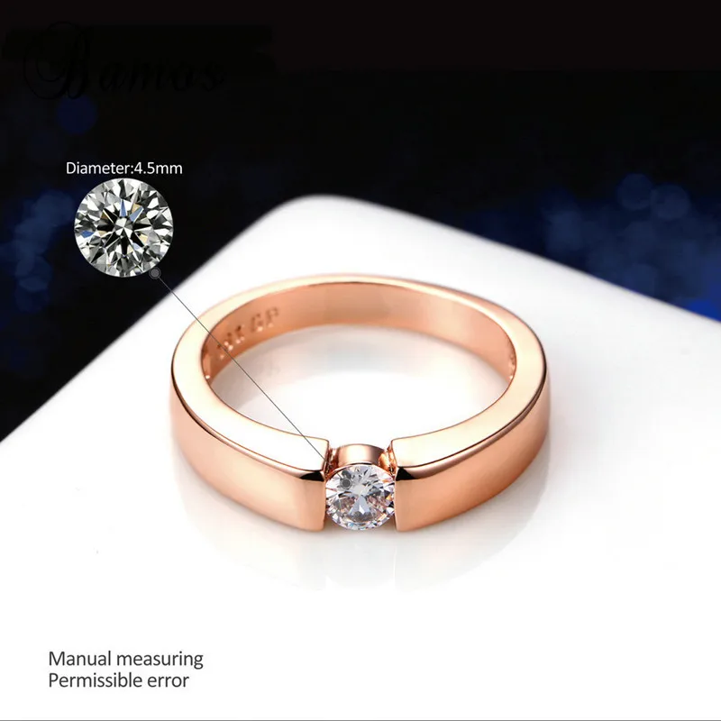 Кольцо обручальное из белого/розового золота с фианитом|Кольца для помолвки| |