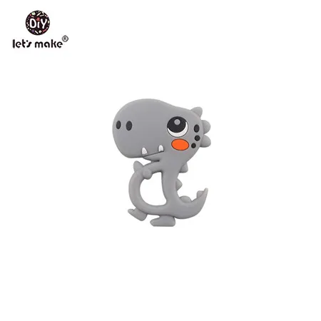 grey dinosaur Let's Make детский прорезыватель, 1 шт., подвеска в виде сердца, единорога, лисы, силиконовый Прорезыватель в виде животных, сделай сам, цепочка для соски, ожерелье, игрушки для прорезывания зубов - Цвет: grey dinosaur