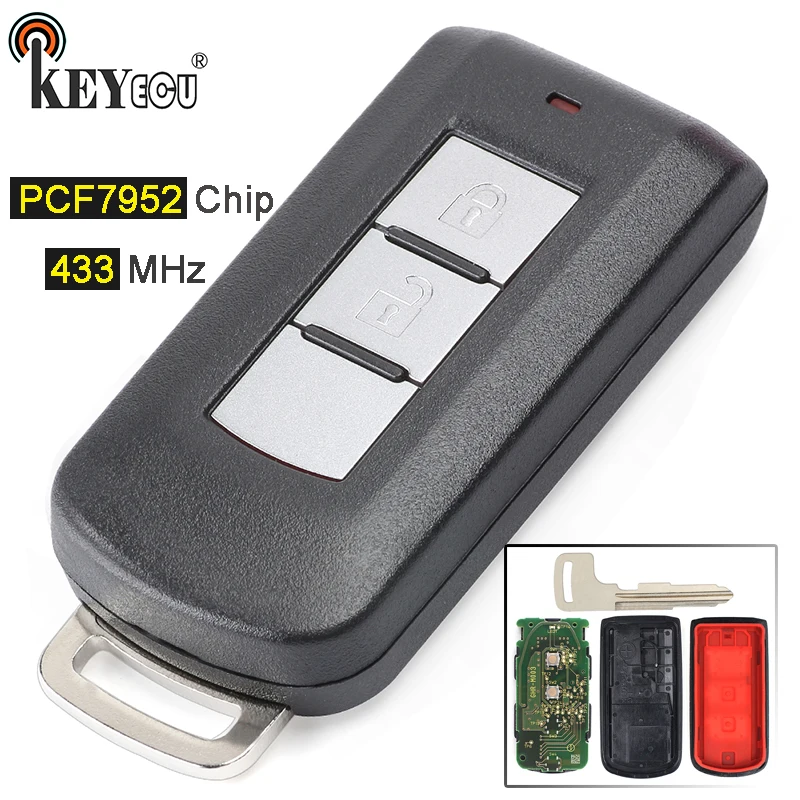 KEYECU 433 МГц PCF7952 чип замена 2 кнопки дистанционного брелока для Mitsubishi ASX Outlander G8D-644M-KEY-E