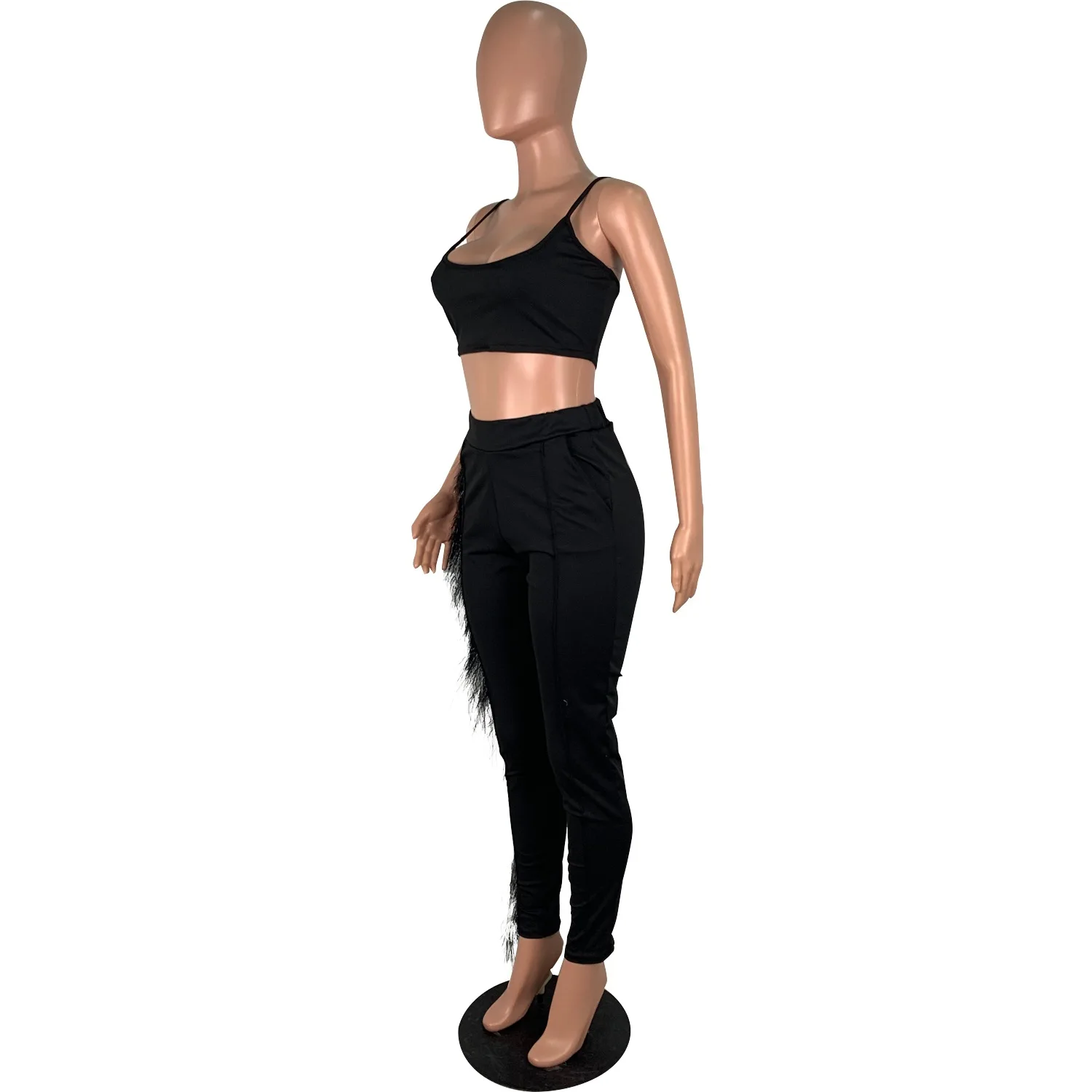 Комплект из двух предметов Женский неоново зеленый укороченный топ на бретелях