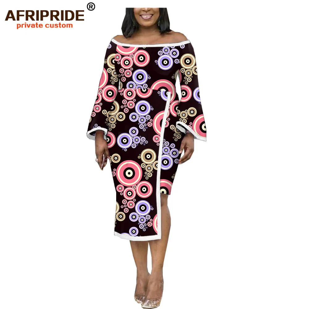 Африканские платья для женщин AFRIPRIDE customizedn ankara принт с расклешенными рукавами до середины икры Длина женское восковое платье карандаш A1925028 - Цвет: 245X