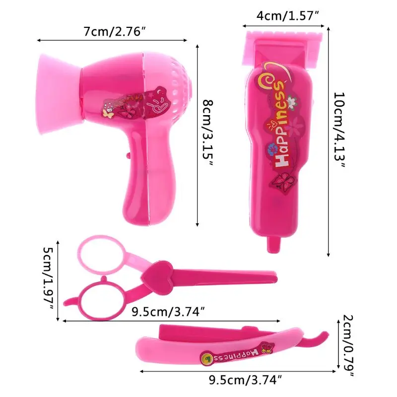 1 Set Kids Game Hair Dryer Scissors Shaver Scraper Plastic Dolls Living Room Hairdresser Doll Cut Accessories Girls Gifts | Игрушки и