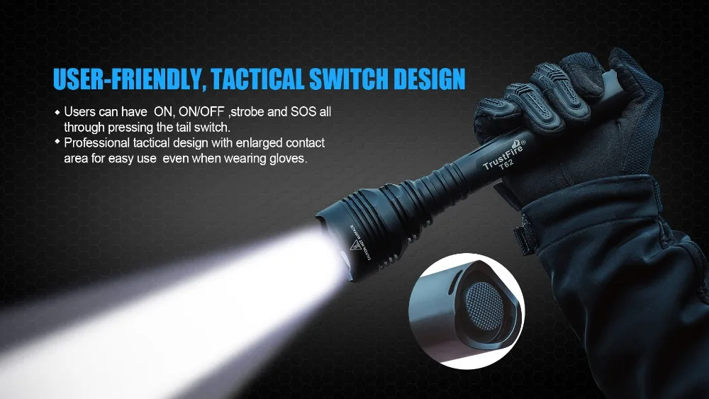 TrustFire T62 тактический фонарь XHP-70 светодиодный фонарик 3600 лм мощный фонарик на 18650 Аккумулятор для охоты поиска