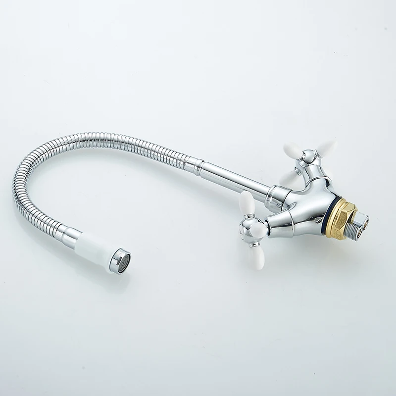 Серебряный кран для раковины ванной комнаты холодной и горячей воды смеситель