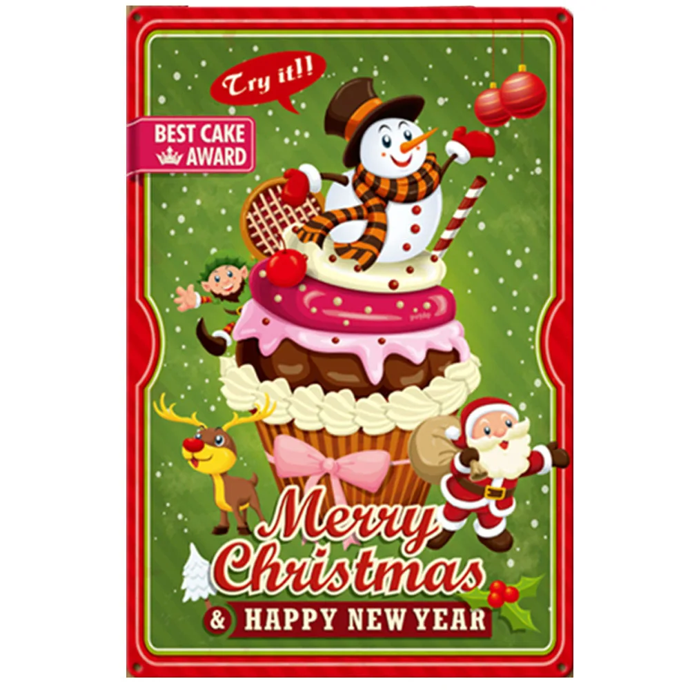 Металлические жестяные плакаты с Санта-Клаусом Рождественское украшение для