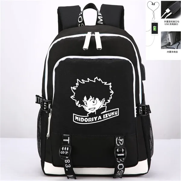 Style 1 Мой герой Academia аниме-Рюкзак Повседневная сумка USB порт рюкзак Сумка подростковая Студенческая школьная дорожная сумка для ноутбука - Цвет: Style 1