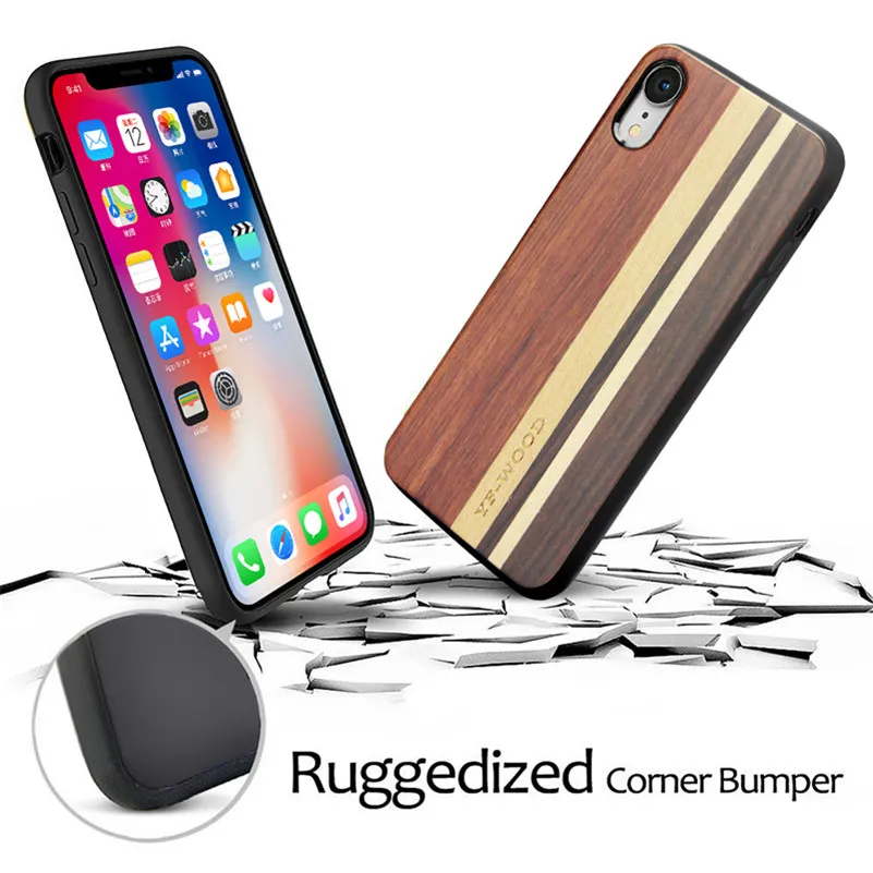 Luxury Wooden Case For iPhone 7 8 Xs Natural Wood + Soft TPU Thin Shockproof for |