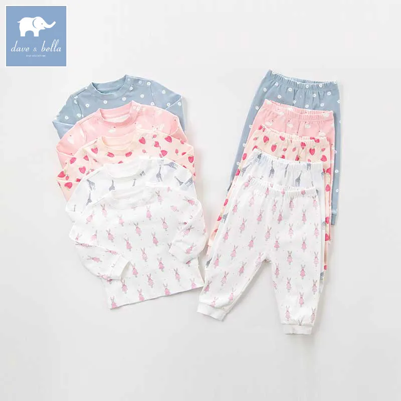 DB9613 dave bella autumn baby clothing sets kids unisex suit children long sleeve Pajama set sleepwear | Детская одежда и обувь