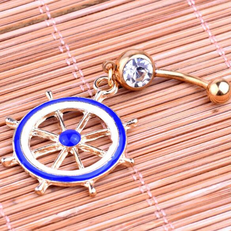 Синяя краска руль кольцо для пупка человека с защитой от проколов Пряжка