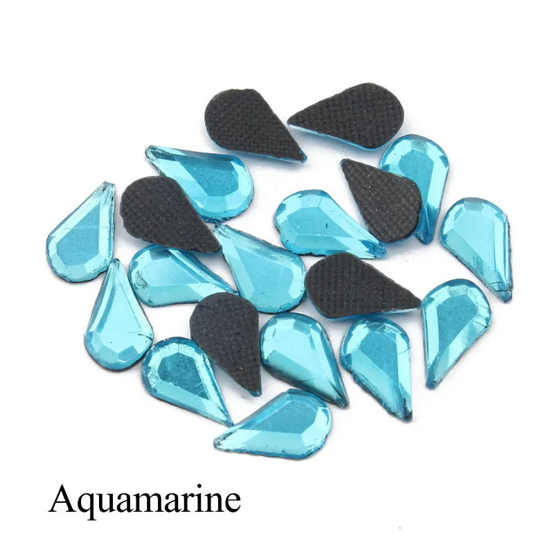 Aquamarine Новая распродажа 5X8 мм Горячая фиксация Стразы ровная спинка стеклянные камни 300 шт/партия использование для одежды сумки обувь - Цвет: Aquamarine