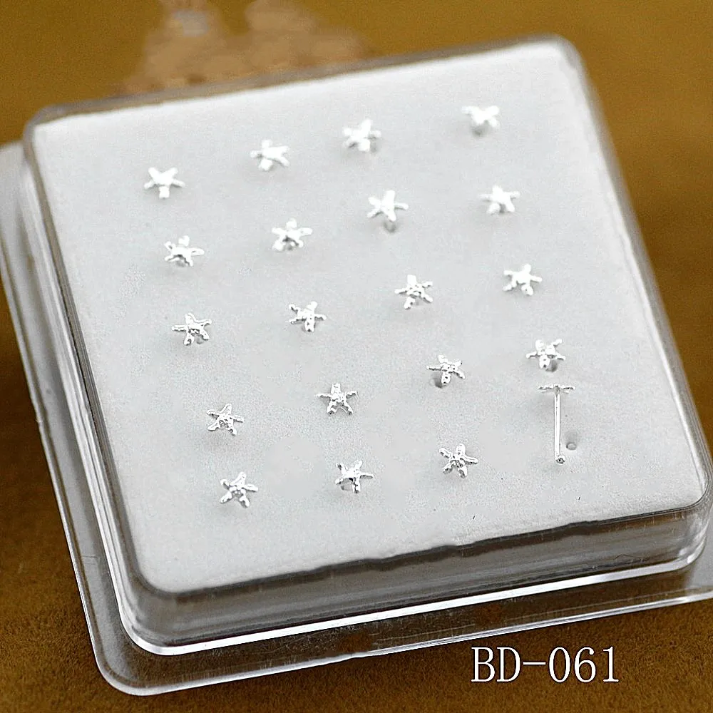 

20ps 925 sterling silver small starfish contracted nose nail & nose rings Starfish silver nose rings The piercing jewelry