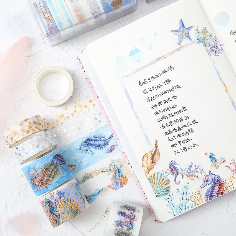 Васи лента набор маскировки Cinta Adhesiva Decorativa Винтаж Fita Adesiva Kawaii фольга милый Золотой альбом для стикеров Цветок Блеск