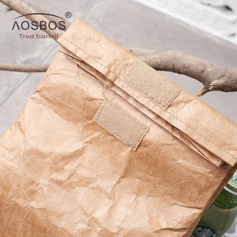 Aosbos новые Kraftpaper сумки для обеда женщин мужчин детей водонепроницаемые