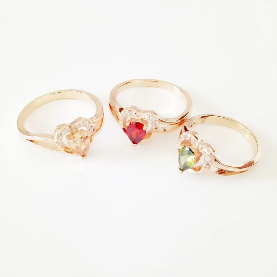 Women Wedding Ring New Cute Women Rings Fashion Jewelry Heart Shape Red Cubic Zircon Stone Wedding Jewelry