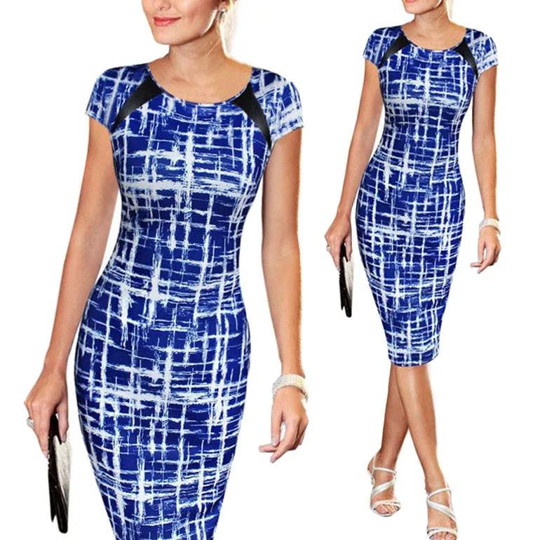 Женское офисное платье с коротким рукавом облегающее футляр VN 68 новинка